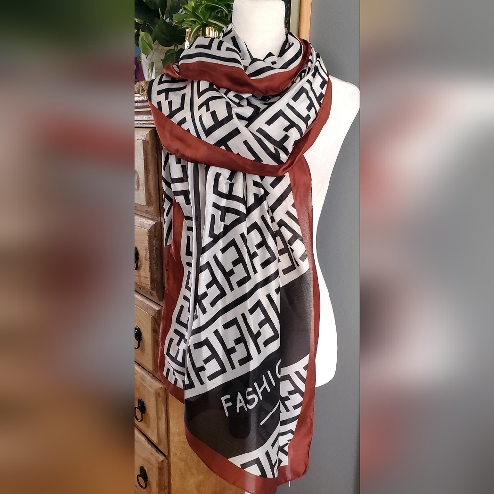 Black and Brown Geometric Scarf